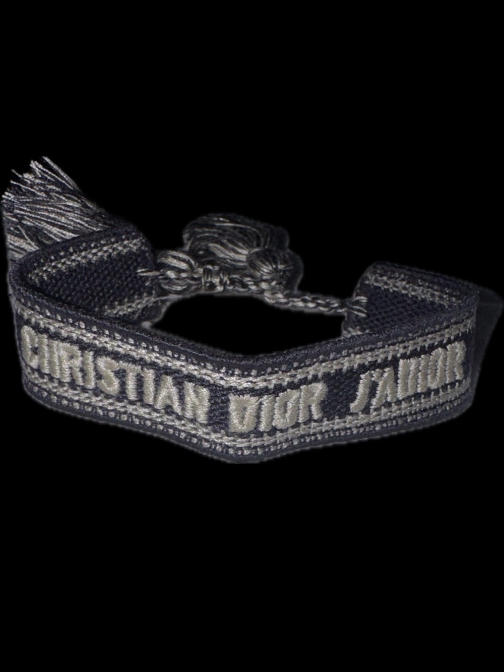 Dior Navy and White Woven Logo Bracelet